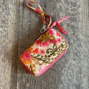 Vera Bradley Pink and Green Floral Wristlet